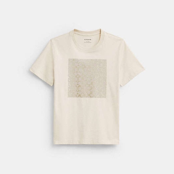 Metallic Signature Square T Shirt In Organic Cotton - Picture 1 of 7